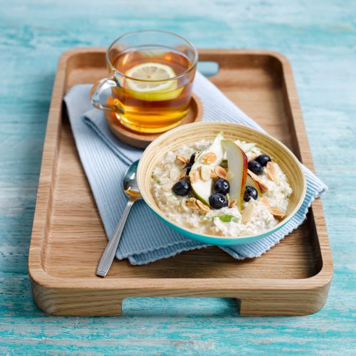 Overnight pear and blueberry oats